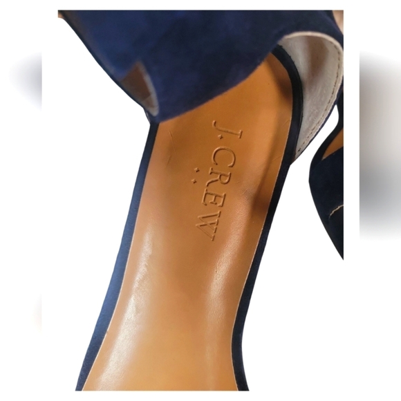 J. Crew Elegant Women's Adjustable Ankle Strap Navy Blue Suede Sandals Sz 7.5 - Picture 7 of 8